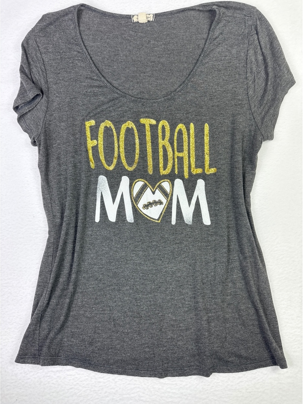 Football Mom Graphic T-Shirt Medium Gray